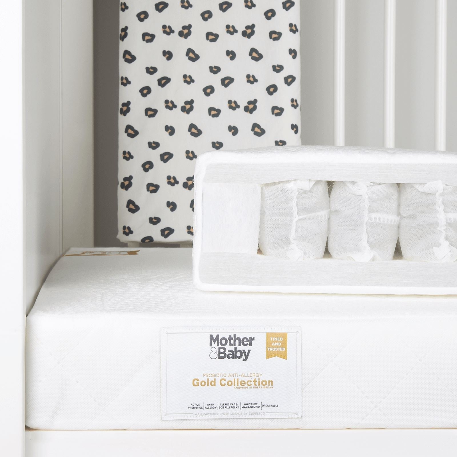 Mother&Baby White Gold Anti-Allergy Pocket Sprung Cot Mattress 120 x 60cm