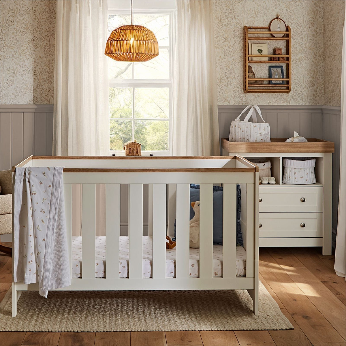 CuddleCo Burford 2 Piece Nursery Furniture Set - White & Oak
