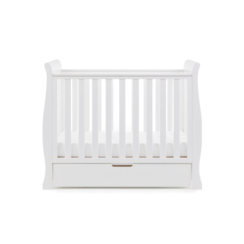 Obaby Stamford Space Saver Sleigh Cot & Cot Top Changer - White