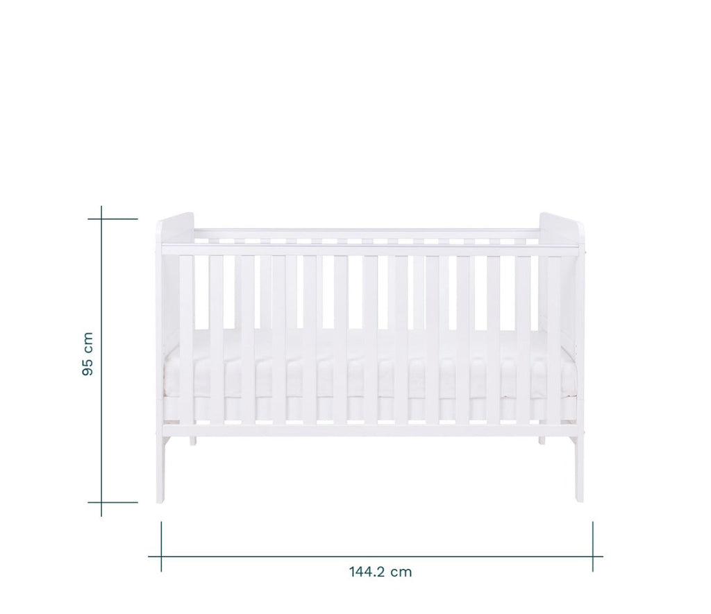 Tutti Bambini Rio Cot Bed with Cot Top Changer & Mattress - White 12