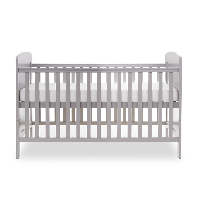 Obaby Grace Cot Bed, Cot Top Changer + Fibre Mattress - Warm Grey