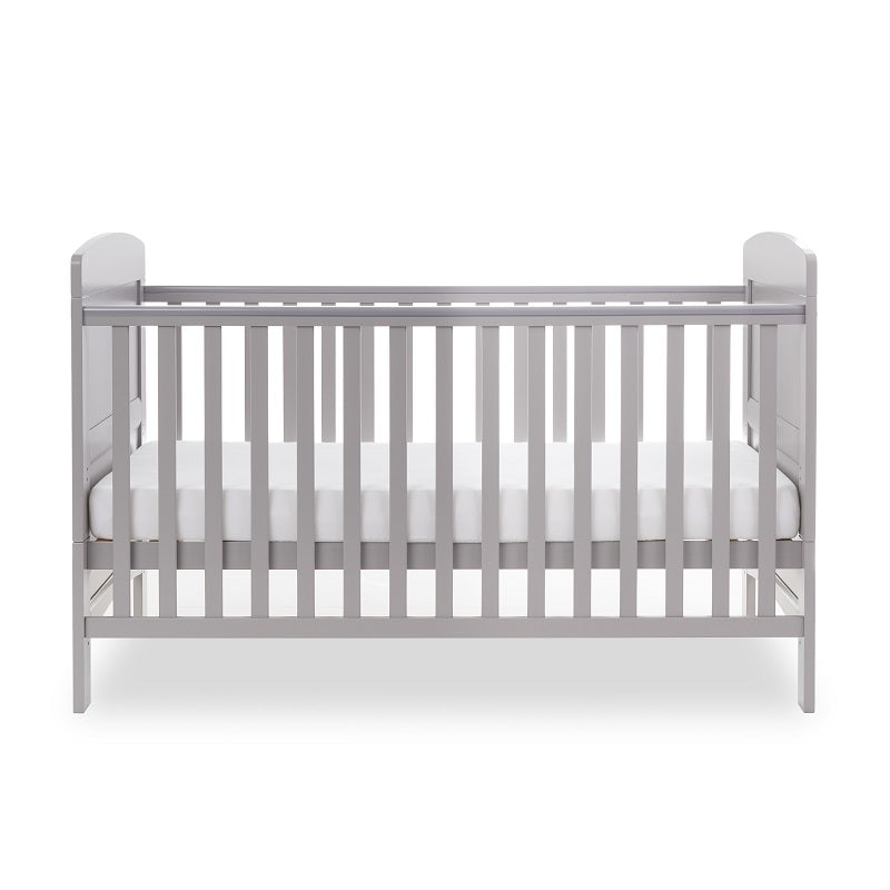 Obaby Grace Cot Bed, Cot Top Changer + Fibre Mattress - Warm Grey