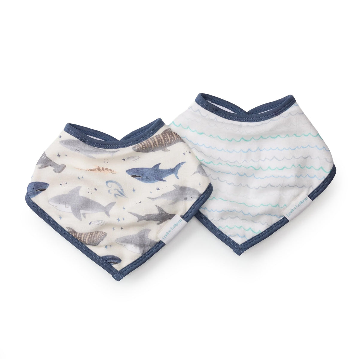Bandana Bib Set - 2 Pack - Smiley Sharks