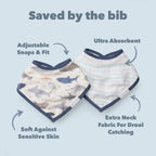 Bandana Bib Set - 2 Pack - Smiley Sharks