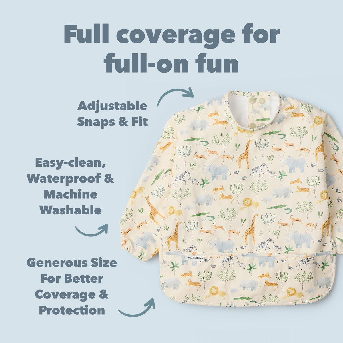 Long Sleeve Bib - Safari Jungle