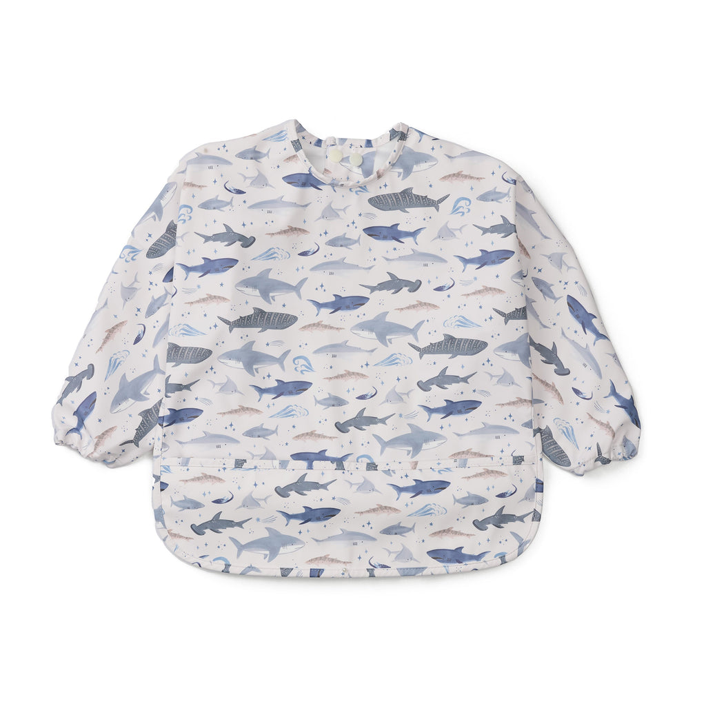 Long Sleeve Bib - Smiley Sharks
