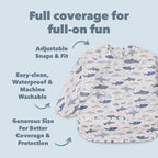 Long Sleeve Bib - Smiley Sharks