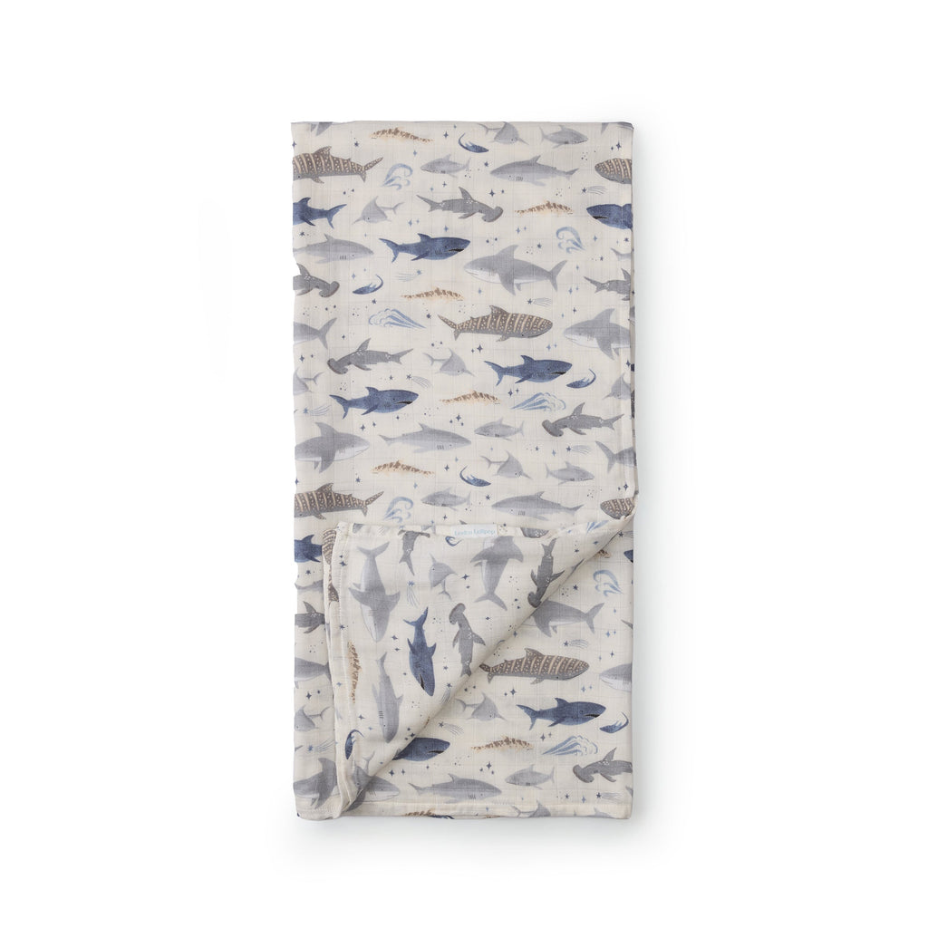 Muslin Swaddle - Smiley Sharks