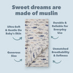 Muslin Swaddle - Smiley Sharks