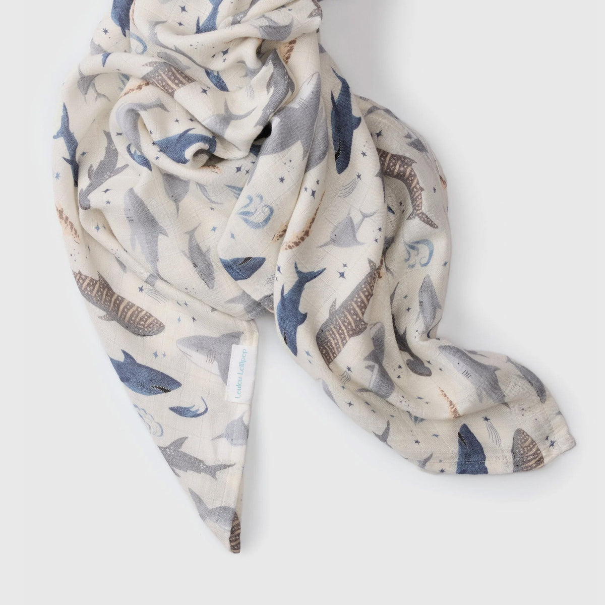 Muslin Swaddle - Smiley Sharks