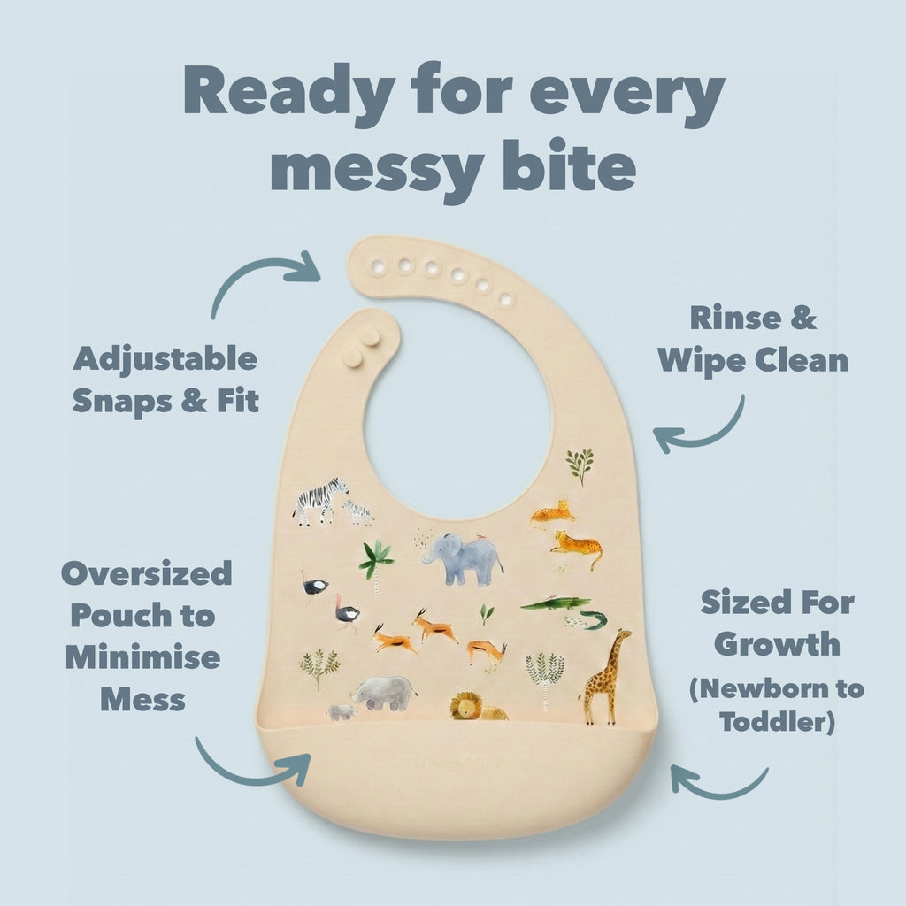 Silicone Bib Printed - Safari Jungle