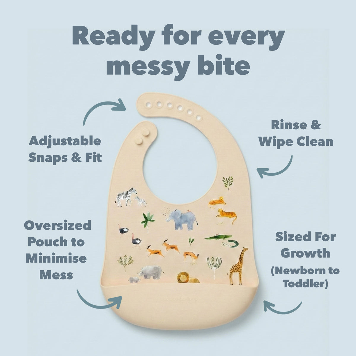 Silicone Bib Printed - Safari Jungle