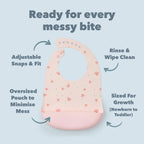 Silicone Bib Printed - Pink Seashells