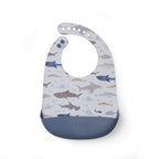 Silicone Bib Printed - Smiley Sharks