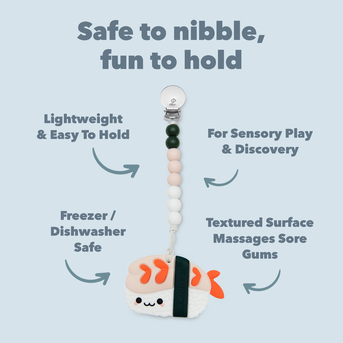 Teething Clip - Ebi Sushi
