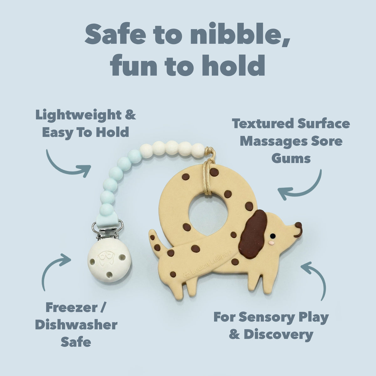 Teething Clip - Pretzel Dog