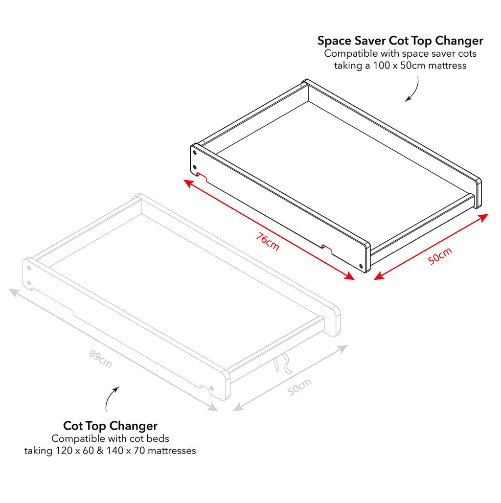 Obaby Space Saver Cot Top Changer - White