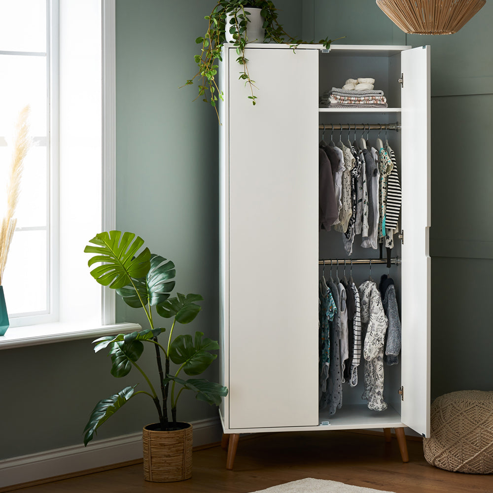 Obaby Maya Double Wardrobe - White With Natural