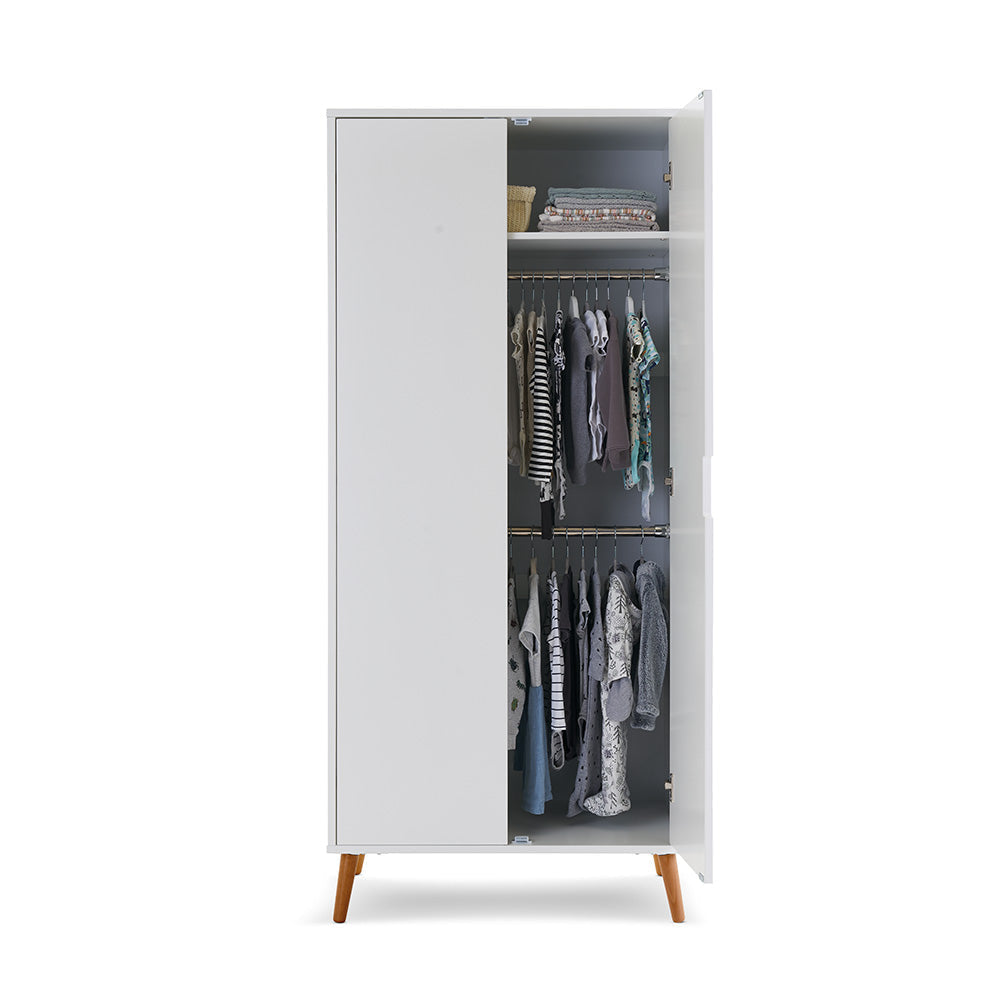 Obaby Maya Double Wardrobe - White With Natural