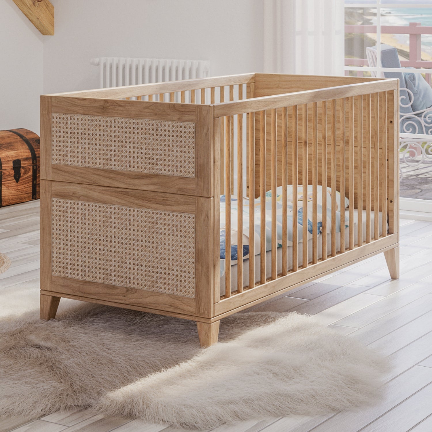 NAMI BOIS Evolutive Bed 70X140 - Natural / Rattan