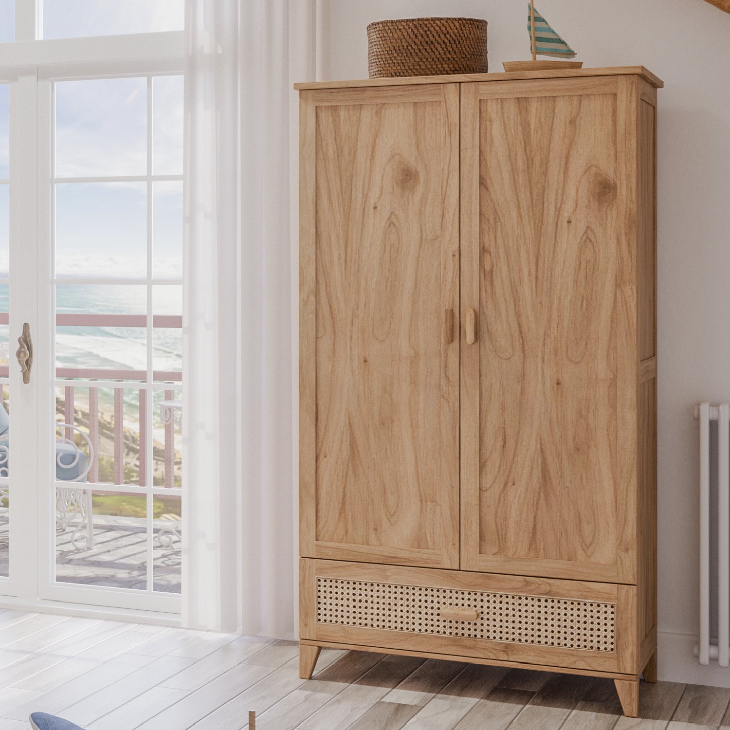 NAMI BOIS Armoire / Wardrobe - Natural / Rattan