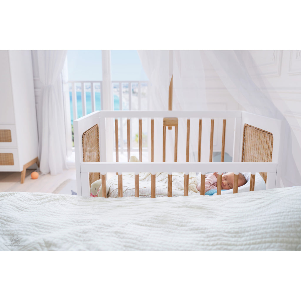 Marelia Evolutive Bed Rattan 60 x 120 - Neige