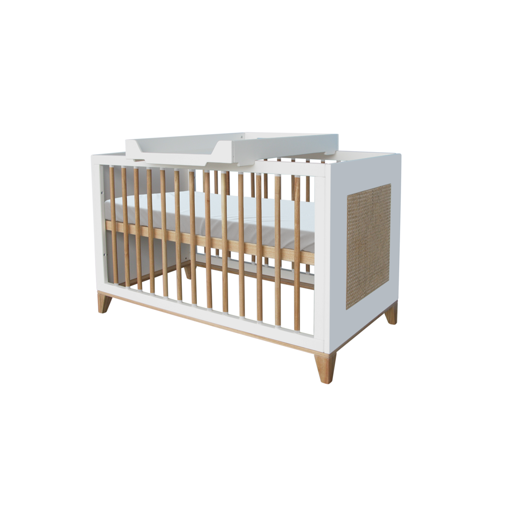Nami Evolutive Bed 60 x 120 - Rattan / Neige