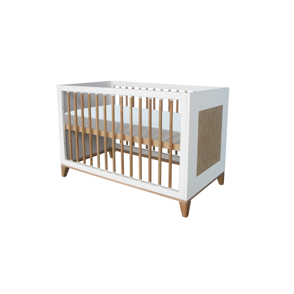 Nami Evolutive Bed 60 x 120 - Rattan / Neige
