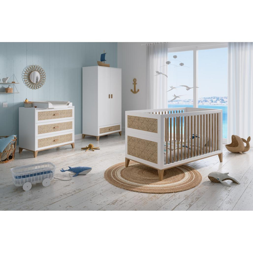 Nami Evolutive Bed 70 x 140 - Rattan / Neige