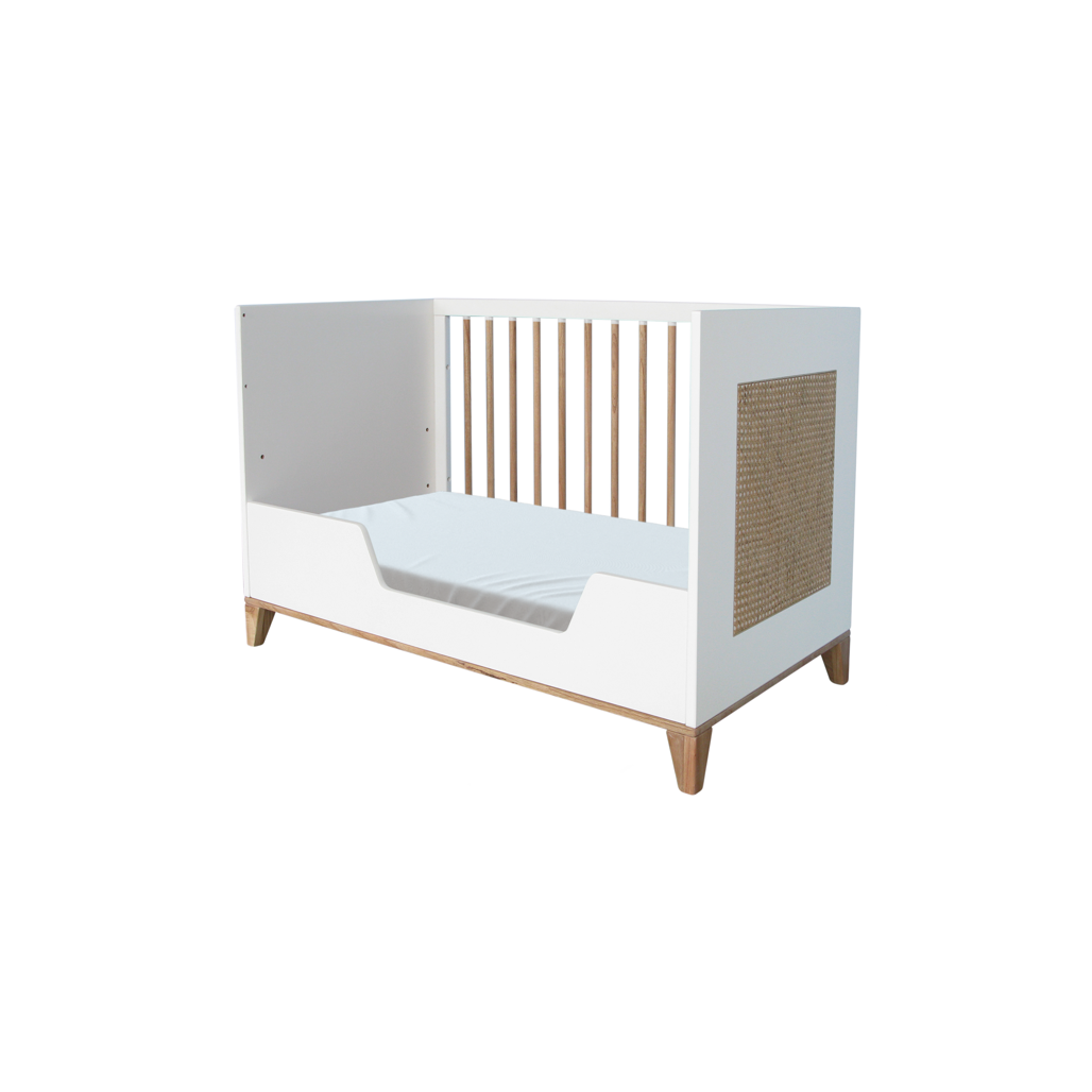 Nami Evolutive Bed 60 x 120 - Rattan / Neige