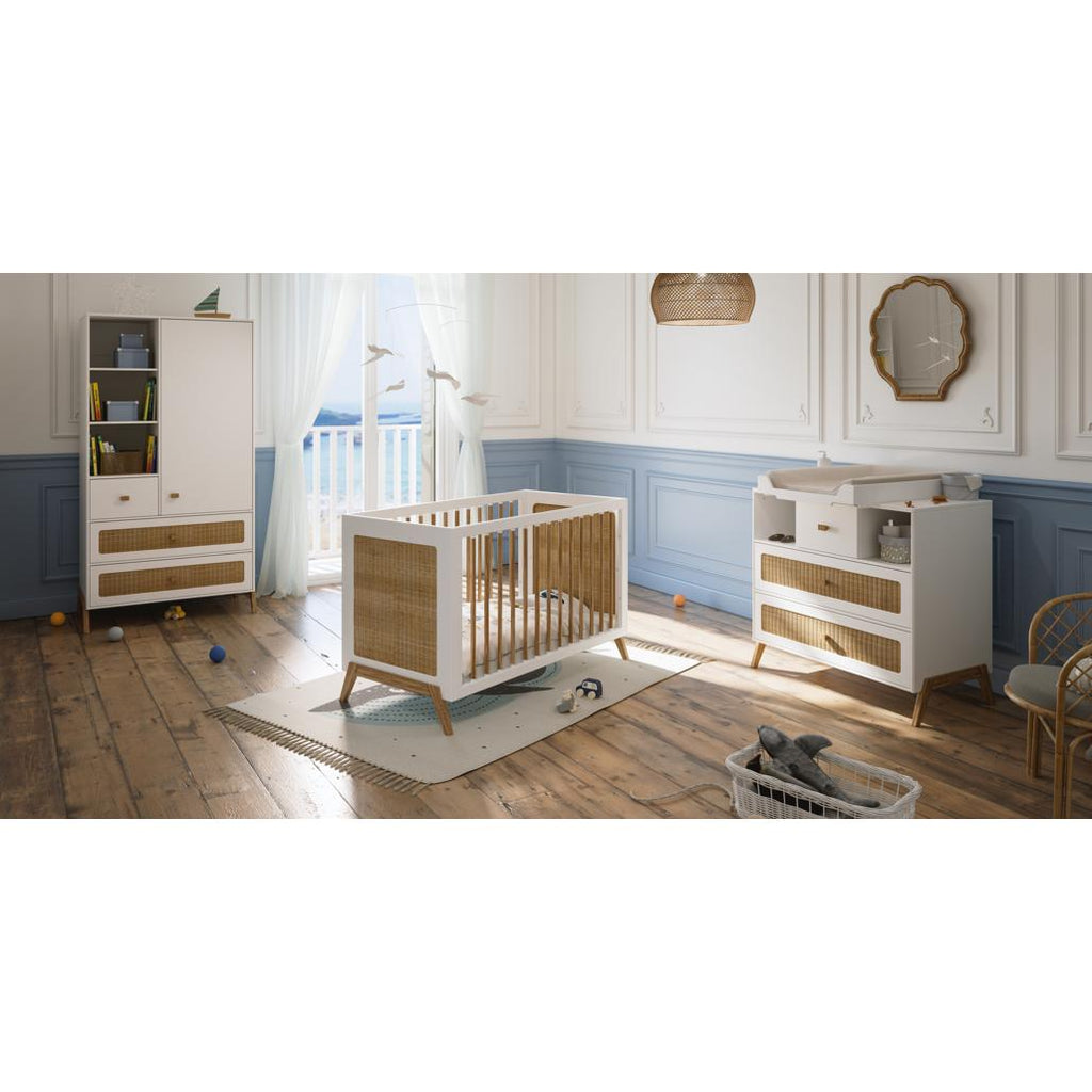 Marelia Evolutive Bed Rattan 60 x 120 - Neige