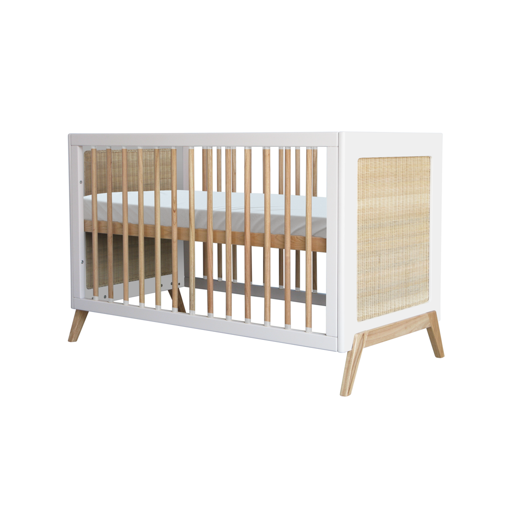 Marelia Evolutive Bed Rattan 60 x 120 - Neige