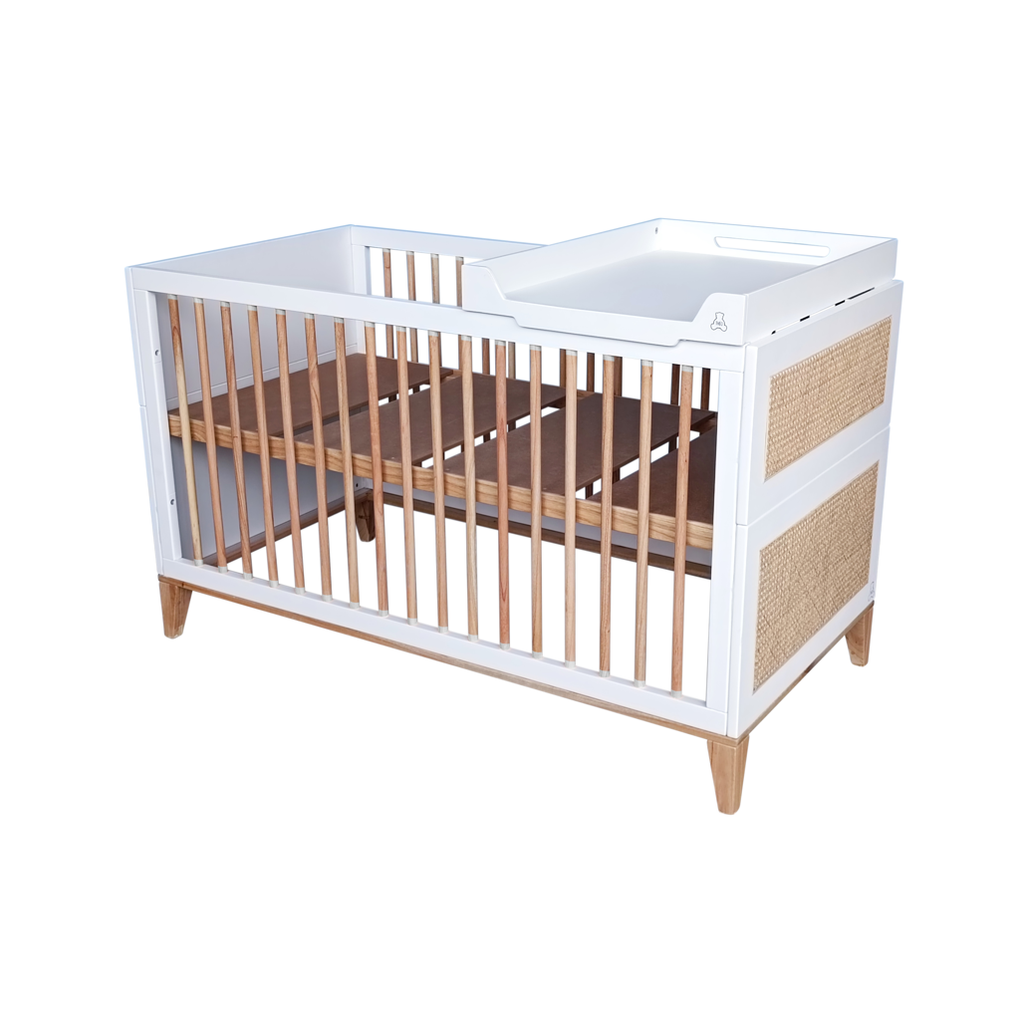 Nami Evolutive Bed 70 x 140 - Rattan / Neige