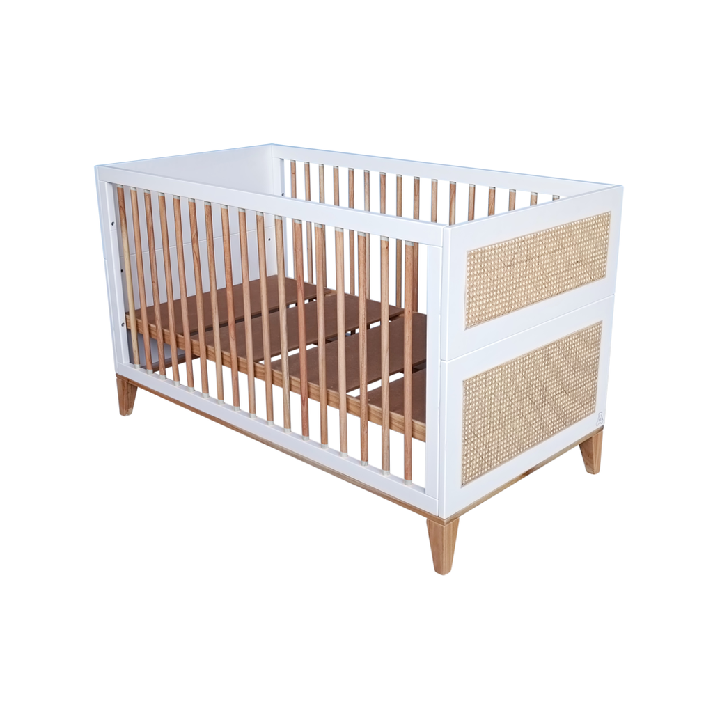 Nami Evolutive Bed 70 x 140 - Rattan / Neige