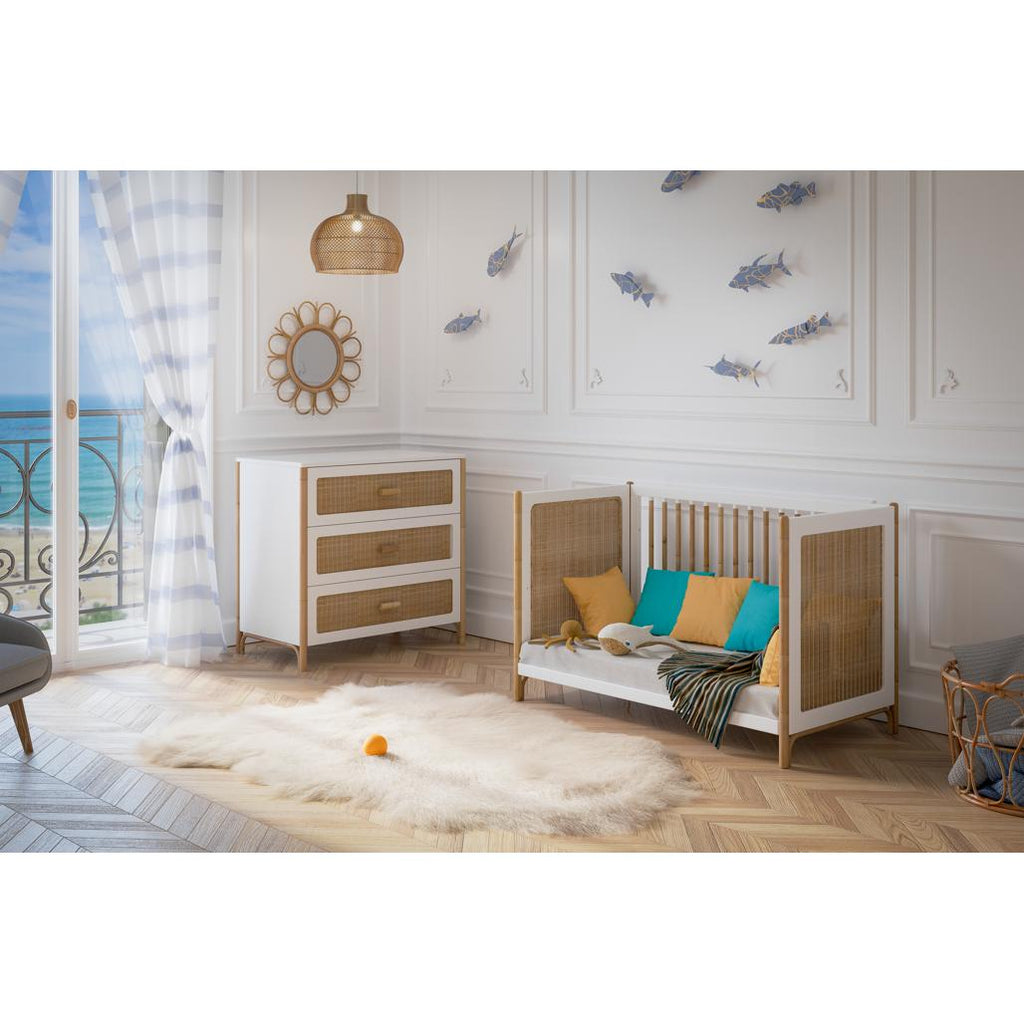 Oceania Rattan Evolutive Bed 60 x 120 - Neige