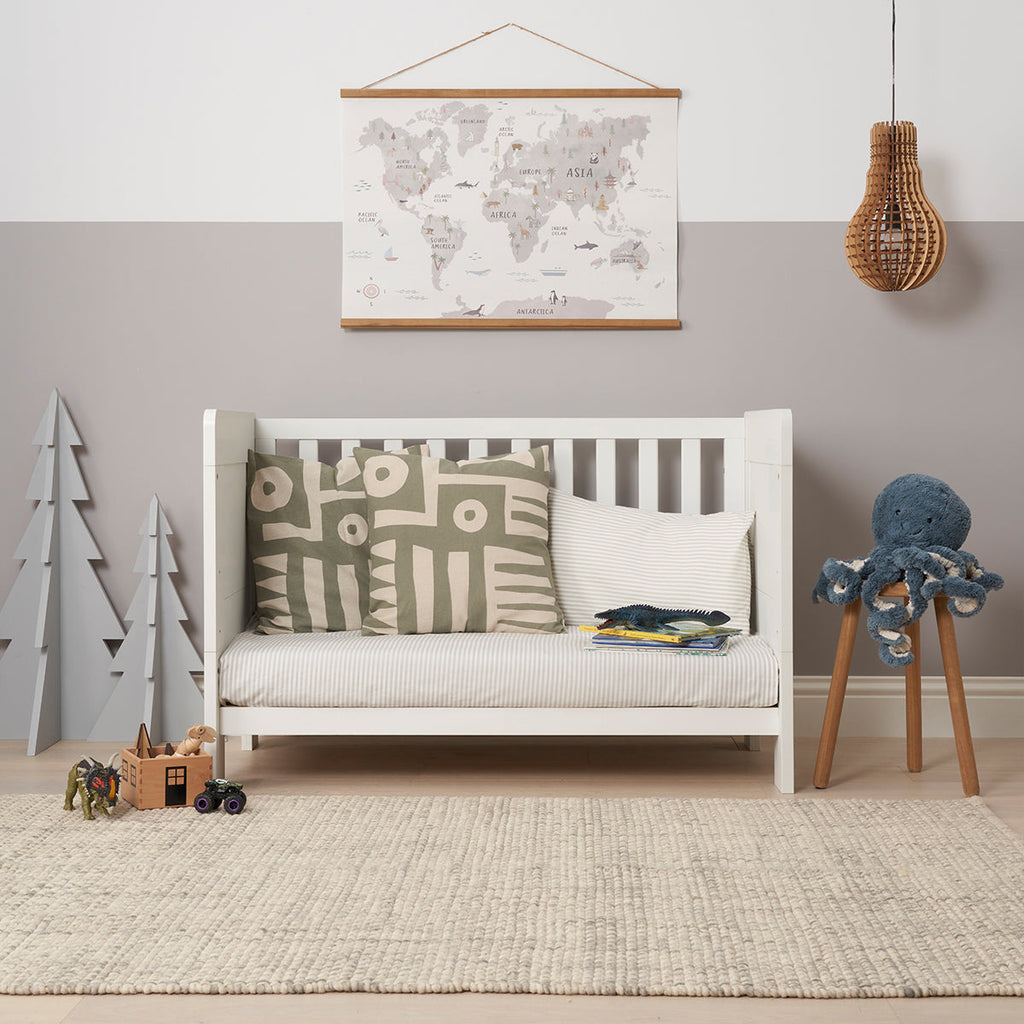 Tutti Bambini Essentials Alba Mini Cot Bed, Mattress & Bedding Bundle - White