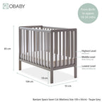Obaby Bantam Space Saver Cot - Taupe Grey