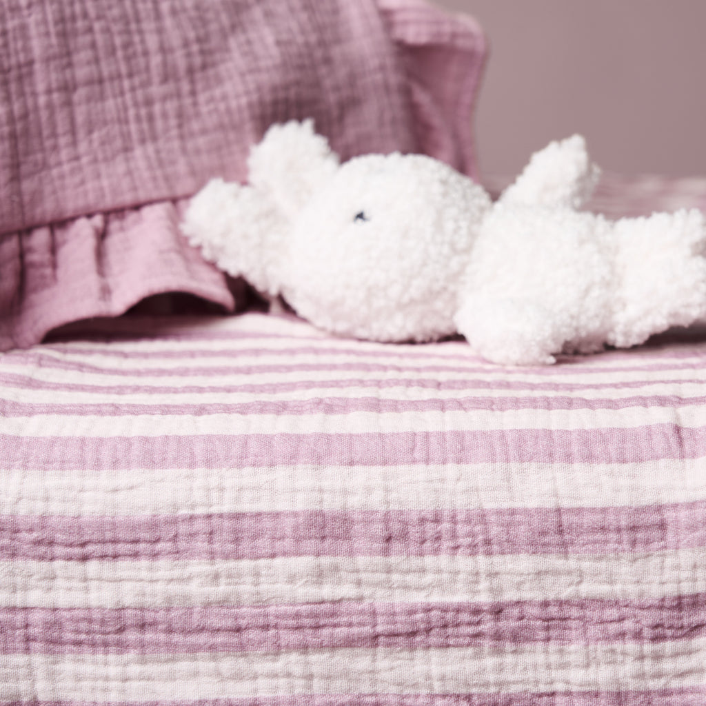 Obaby Muslin Fitted Sheet 140cm x 70cm - Berry Stripe