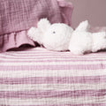Obaby Muslin Fitted Sheet 140cm x 70cm - Berry Stripe