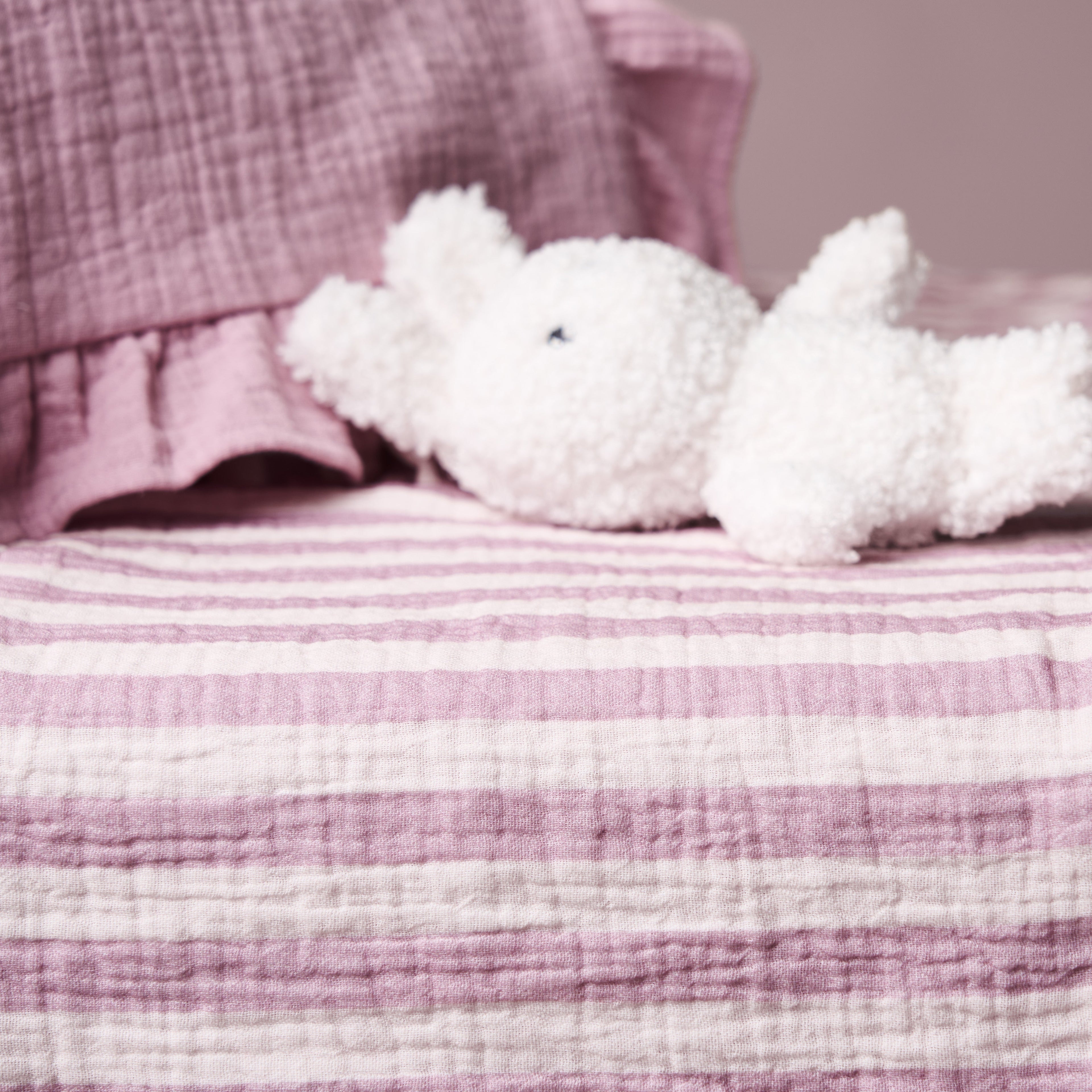 Obaby Muslin Fitted Sheet 140cm x 70cm - Berry Stripe