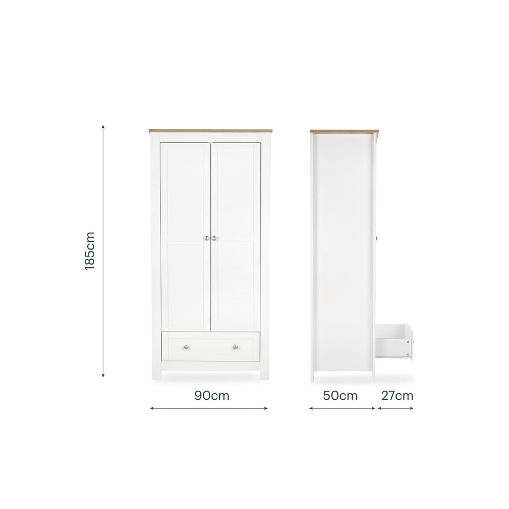 CuddleCo Burford 3 Piece Nursery Furniture Set - White & Oak