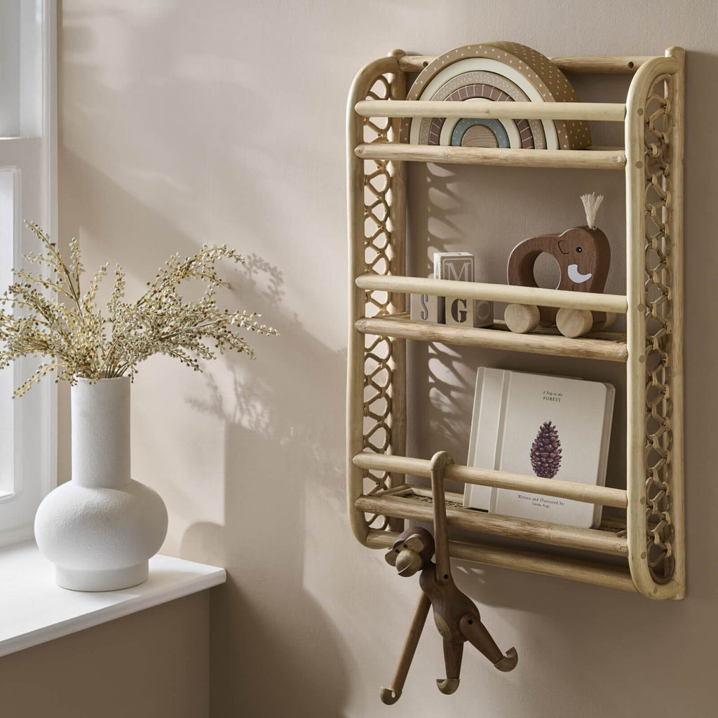 CuddleCo Aria Wave Bookshelf - Rattan