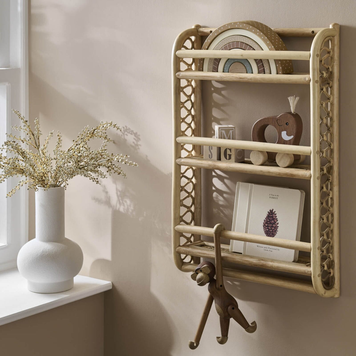 CuddleCo Aria Wave Bookshelf - Rattan
