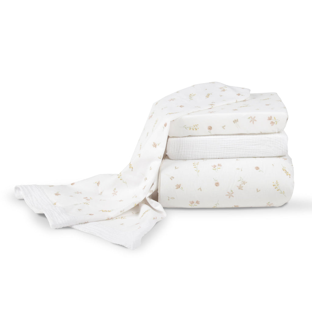 CuddleCo 4 Piece Cot Bed Bedding Set - Cashmere Meadow