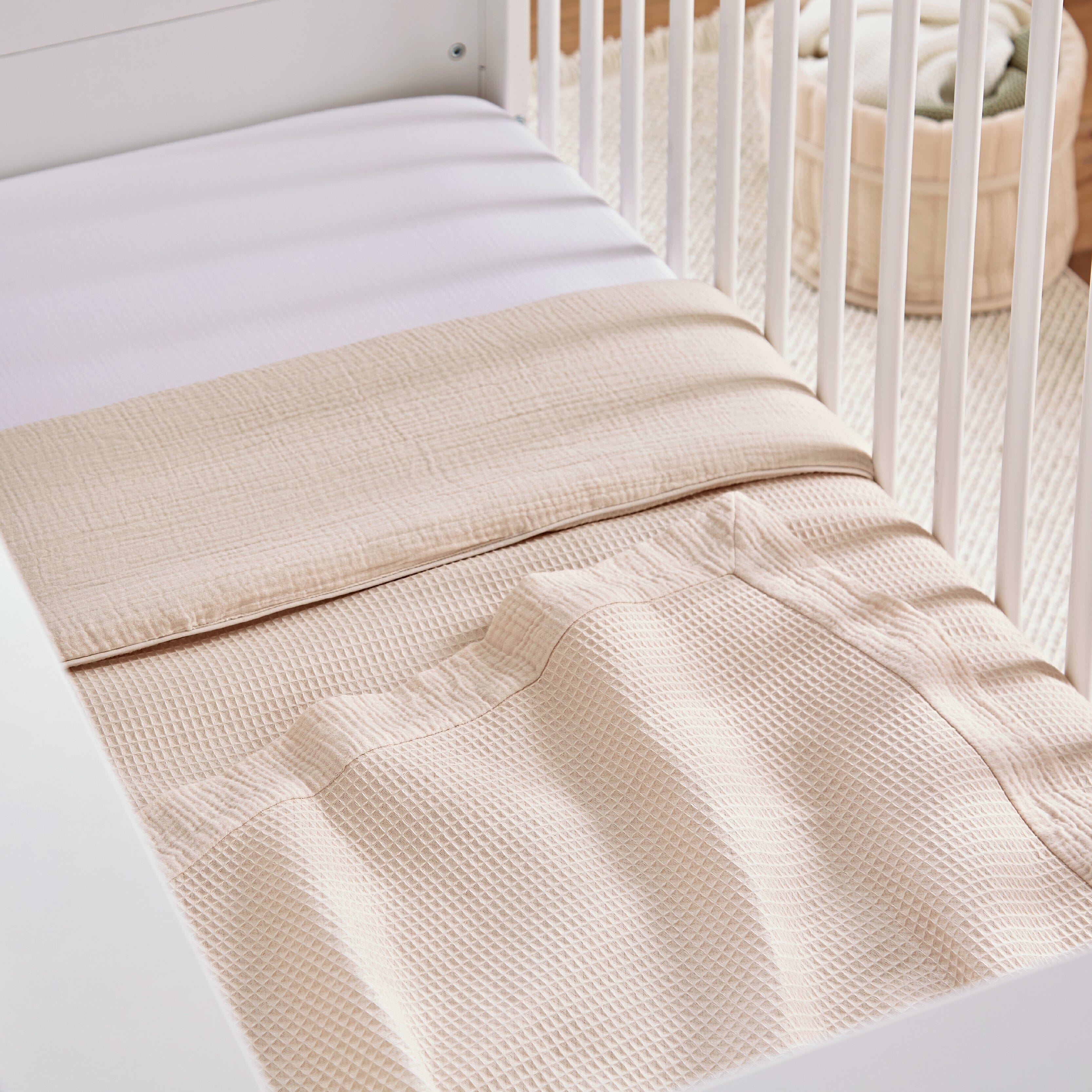 CuddleCo 4 Piece Cot Bed Bedding Set  - Cashmere Waffle