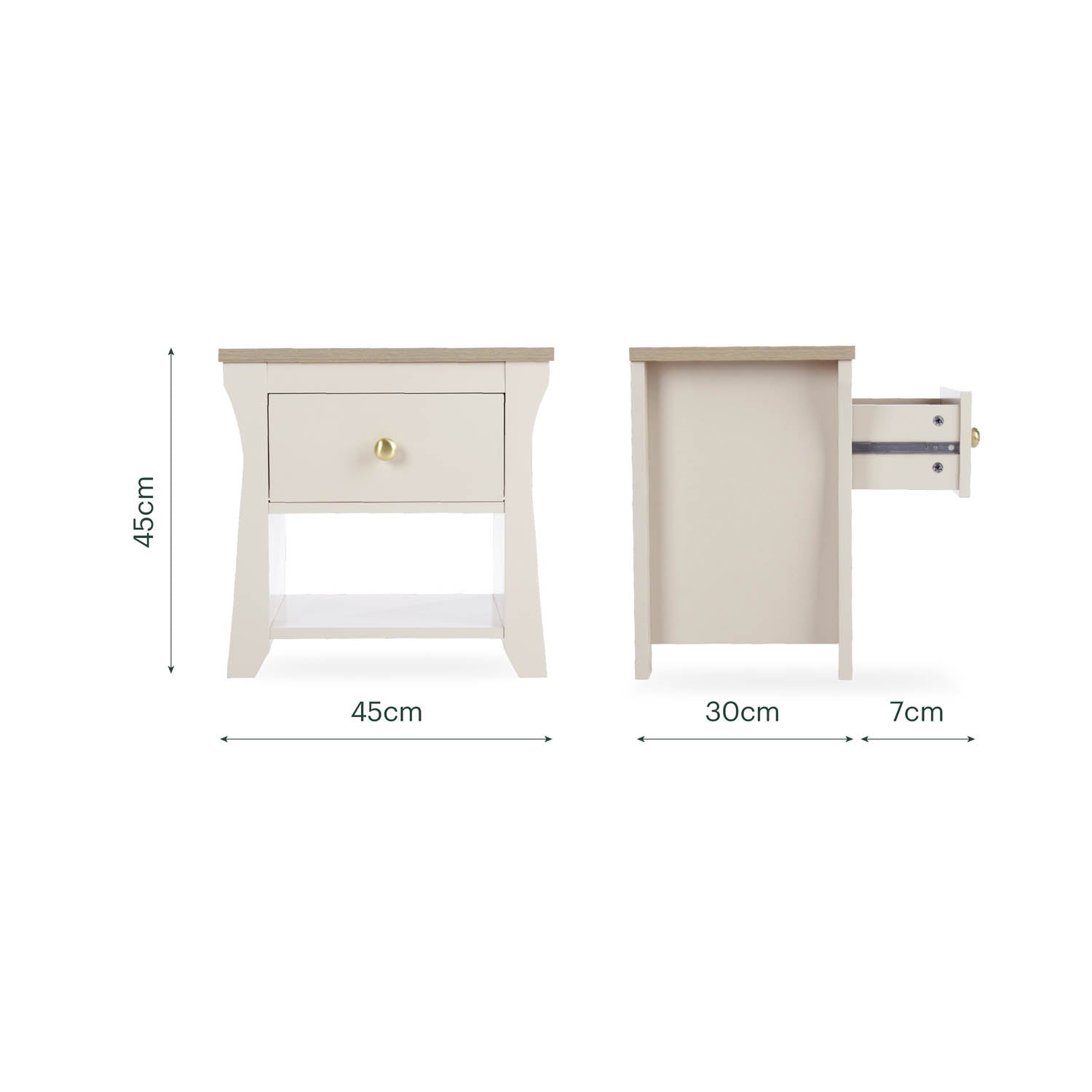 CuddleCo Clara Bedside Table - Cashmere and Ash