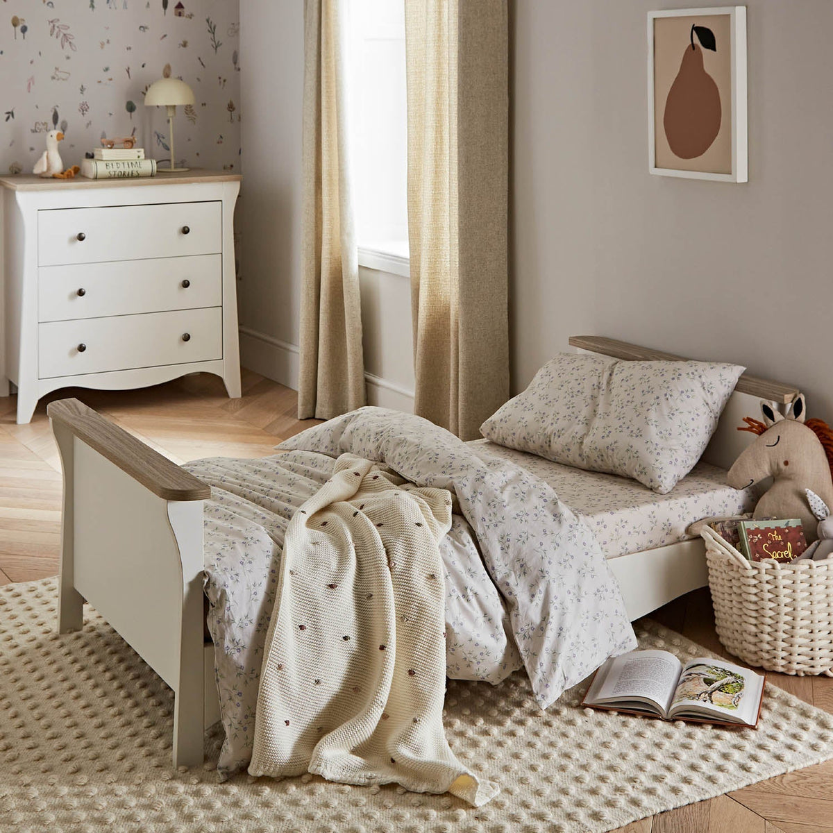 CuddleCo Clara Toddler Bed - White and Ash