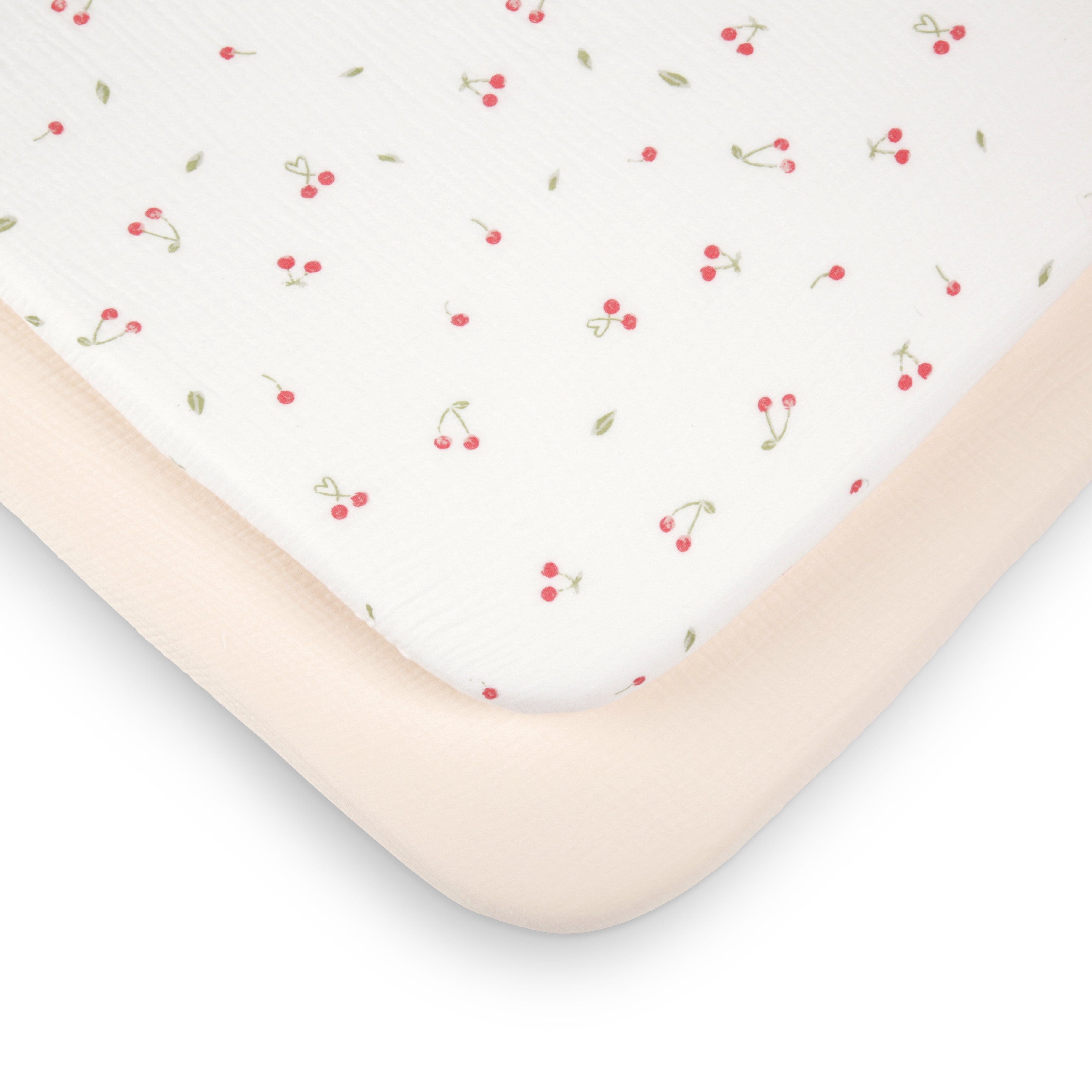 CuddleCo 2 Pack Universal Crib/Co-Sleeper Sheets - Ditsy Cherry