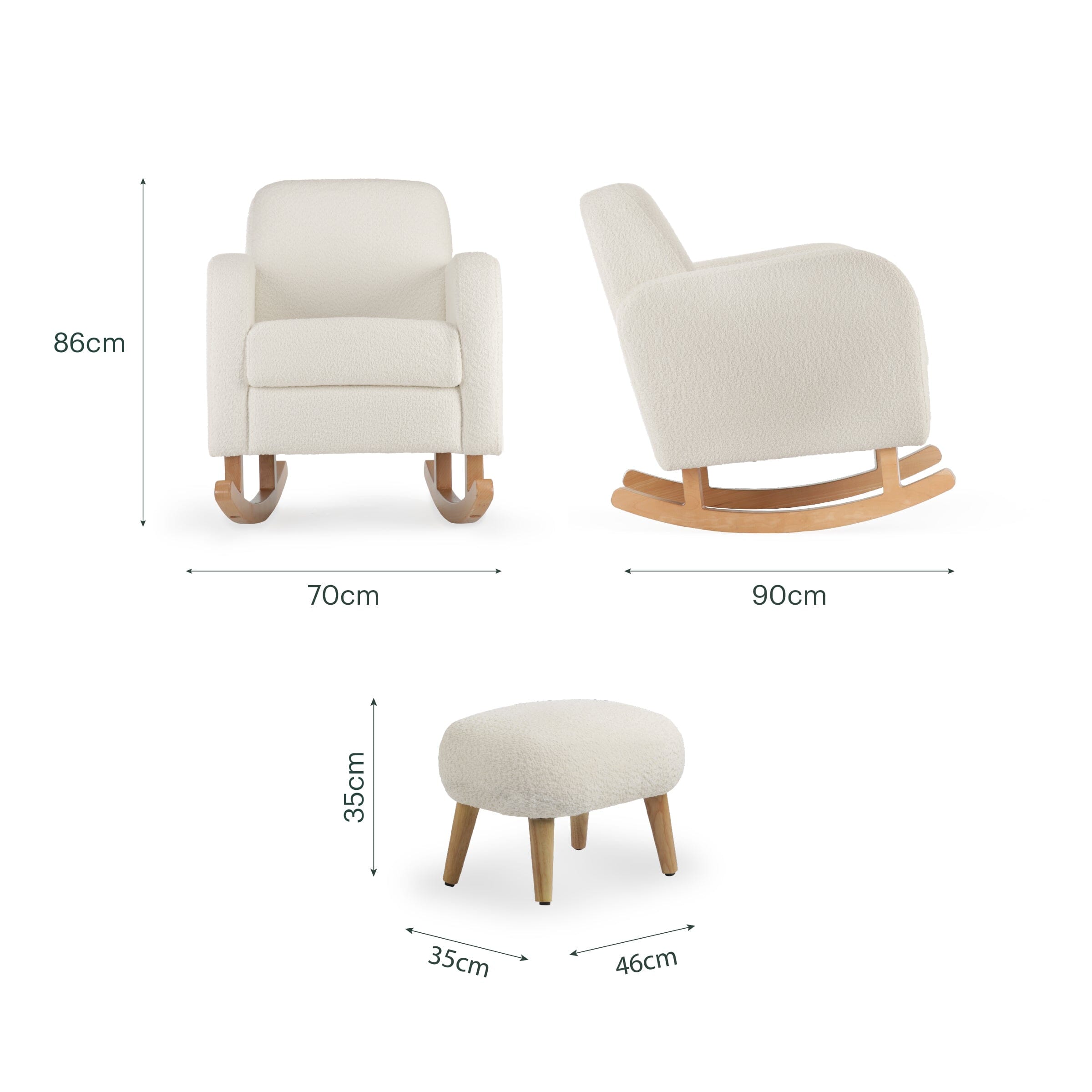 CuddleCo Etta Nursing Chair & Footstool - Bouclé Off White