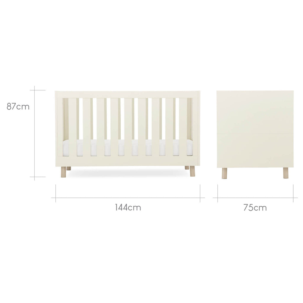 CuddleCo Harper Cot Bed - Cream & Ash